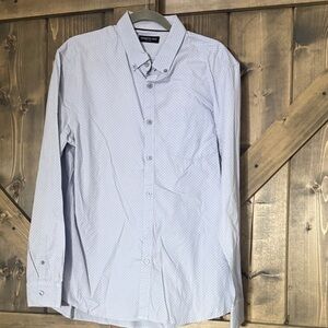 Kenneth Cole Light Blue Patterned Dress Shirt